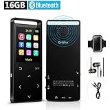 16GB Bluetooth MP3 Player with FM Radio/ Voice Recorder, Lossless Sound, Metal Touch button , 1.8 Inch Color Screen, 50 Hours Playback, HD Sound Quality Earphone , with an Armband, Black
