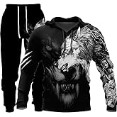prigridche Wolf & Lion 3D Printed Hoodie Pants Suit Male Autumn Winter Casual Sweashirt Pullover Tracksuit Set