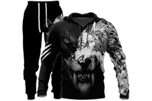 prigridche Wolf & Lion 3D Printed Hoodie Pants Suit Male Autumn Winter Casual Sweashirt Pullover Tracksuit Set