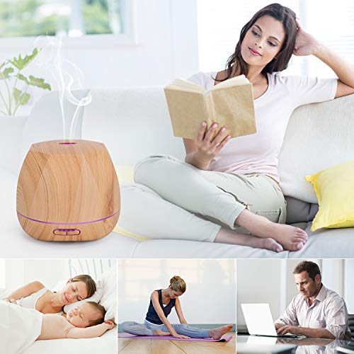 Homeweeks Diffuser, Diffuser for Essential Oils 500ml Colorful Wood