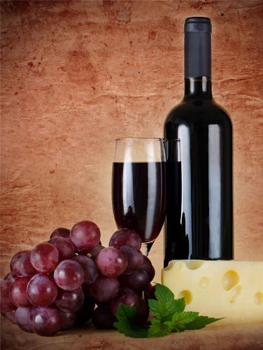 RED WINE GLASS CHEESE GRAPES KITCHEN PHOTO FINE