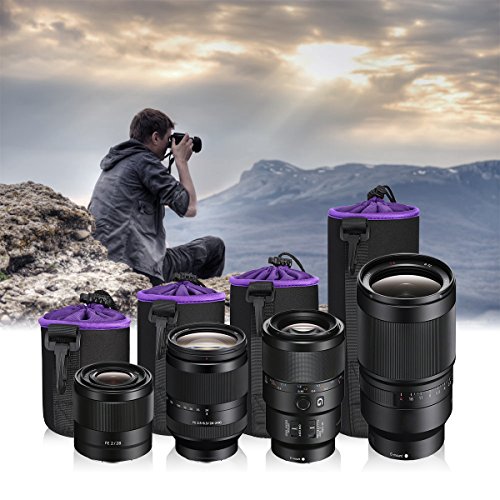 Powerextra-4-Pack-Lens-Case-Lens-Pouch-Bag-with-Thick-Protective-Neoprene-Soft-Plush-for-DSLR-Camera-Lens-Canon-Nikon-Sony-Pentax-Olympus-Panasonicetc-Includes-Small-Medium-Large-X-Large
