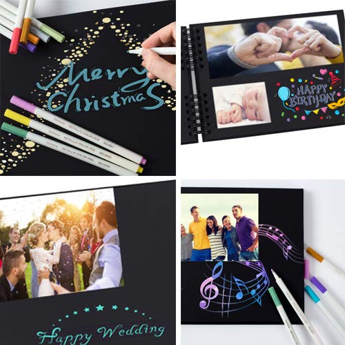 bemece Fotoalbum Scrapbook, Fotoalbum zum Selbstgestalten 40 Schwarze Blätter(80 Seiten), DIY Fotoalbum für Baby Hochzeit Valentinstag Geburtstag Geschenk