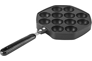 Takoyaki Pan, 12 Holes Nonstick Takoyaki Grill Pan Aluminum Plate with Handle Cooking Baking Mold Octopus Ball Pancake Maker