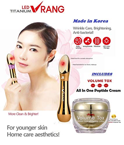 Korean Skincare Device LED Vrang Beauty Bar System with INCLUDED Volume Tox Anti Aging Cream utilizing LED Light Therapy Galvanic Ion Vibration Face Massager MADE IN KOREA