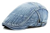 Qunson Men's Classic Washed Denim Gatsby Cabbie Ivy Newsboy Cap Hat