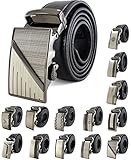 Enimay Black Genuine Leather No Hole Ratchet Belt Formal (Many Styles Available)