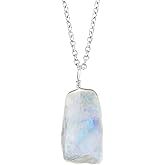 NJCRAFT Raw Gemstone Pendant Necklace for Women |Natural Healing Crystal Rough Pendant 15–25 Carat | 8–14 mm Stone |Silver Plated Chain 16+2 Inch Adjustable | Gift Jewelry