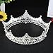 FUMUD Baroque Vintage Black Rhinestone Beads Round Big Crown Wedding Hair Accessories Luxury Crystal Queen King Crowns Bridal Tiaras (Silver)