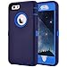MAXCURY Hybrid Rubber Plastic Impact Defender Rugged Hard Case with Built-in Screen Protector and Belt Clip Holster Compatible for iPhone 6 and iPhone 6s Case (Navy/Blue & Clip)