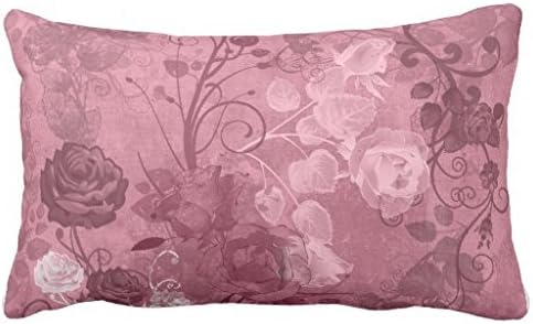 KRW Vintage Rose Layered Pattern in Burgundy Throw Pillows 50% Cotton 50% Polyester 20 x 12 inches Pillowcase