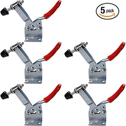 Quentacy 5-Pack Horizontal Toggle Clamp 201B Antislip Red Quick Release Machine Operation Workholding Hand Tool Holding 90Kg/198Lbs