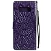 A-slim Galaxy Note 8 Wallet Case, (TM) Sun Pattern Embossed PU Leather Magnetic Flip Cover Card Holders & Hand Strap Wallet Purse Case for Samsung Galaxy Note 8 - Purple