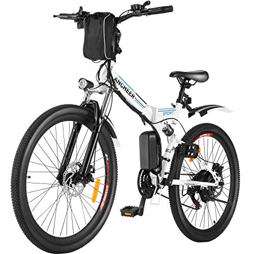 ANCHEER Folding Electric Mountain Bike, 26'' Electric Bike with 36V 8Ah