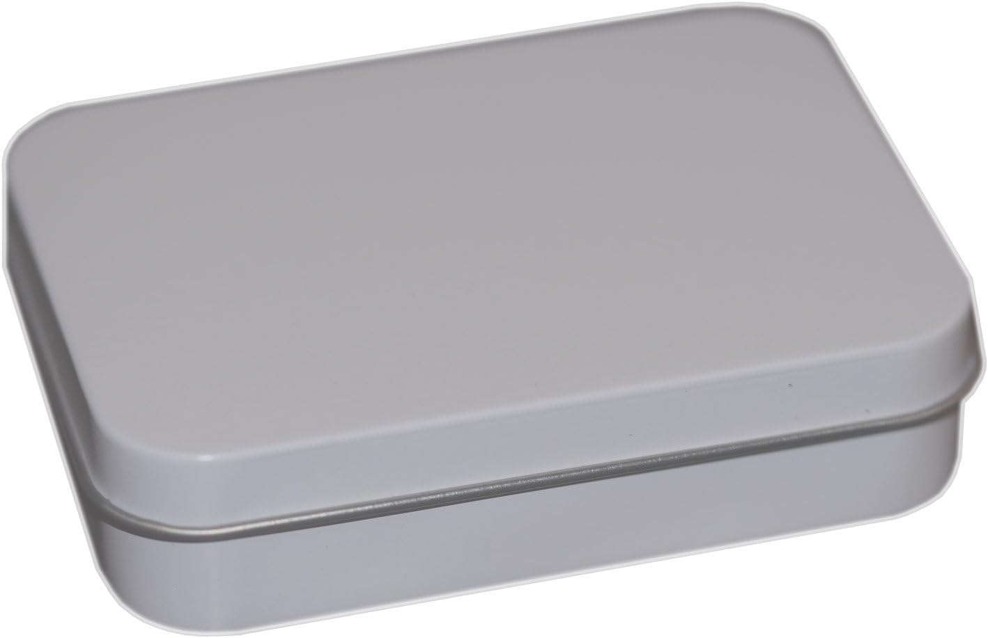 White Lakierte Metal Storage Tin with Clip-On Lid 105 x 75 x 25 mm