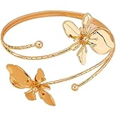 Fuqimanman2020 Boho Arm Cuff Upper Arm Band Cuff Bracelet Silver Gold Adjustable Flower Butterfly Cuff Bangle Bracelet Charm Holiday Beach Party Jewelry