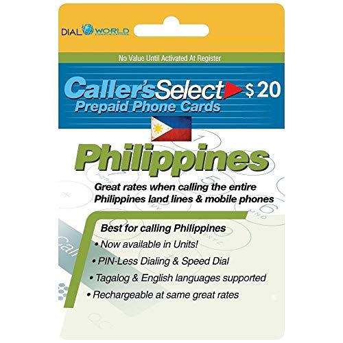 $20 Caller's Select Philippines Phone Calling Card for Cheap Calls to the Philippines. Get up to 360 Units to Call Filipino Landlines and 280 Units to Call Cellphones.