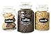 Kitchen Round Clear Glass Airtight Lids Chalkboard Canister Jar (Set of 3) with 3 Stick on Labels and Chalk Small
