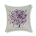 CaliTime Canvas Throw Pillow Cover Case for Couch Sofa Home Decoration Butterflies Floral Leaves Tree 18 X 18 Inches Purple