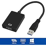 USB 3.0 to HDMI Adapter, HD 1080p Video Graphic Cable Black Adapter Converter for HDTV TV Audio Video Adapter. Compatible with Windows 7/8/10 PC (No Mac Support)
