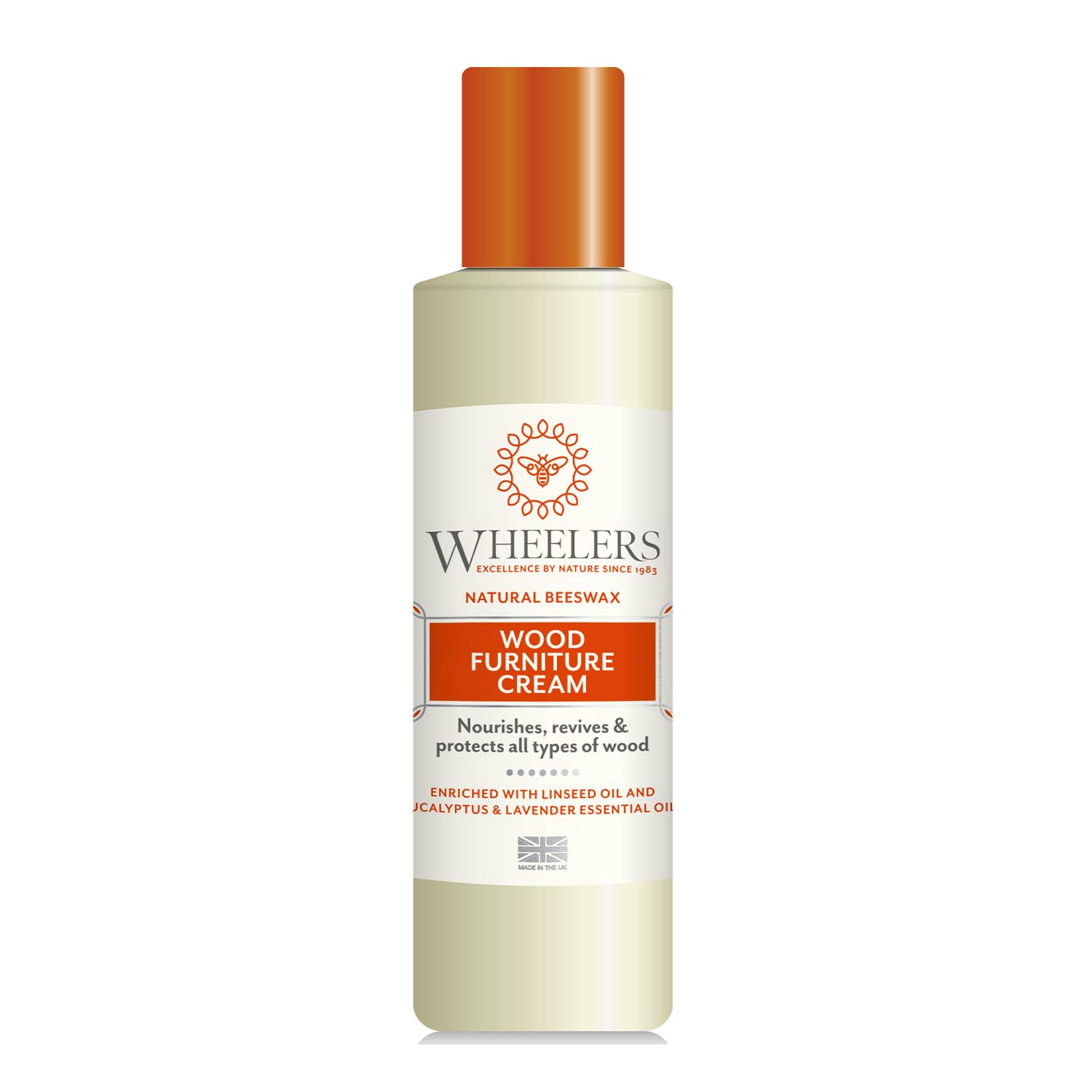 Wheelers Natural Wood Furniture Cream (300ml) Natural Beeswax Furniture Polish Infused with Essential Oils, Nourishes and Protects Vanity Tables, Doors, Worktops and All Types of Wood - Made in UK