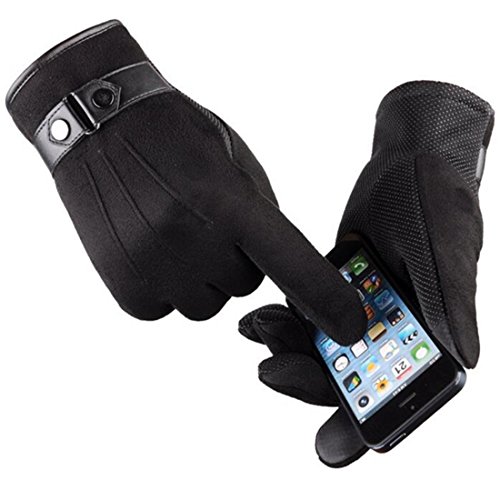 Yingniao Men's Touchscreen Gloves Suede Leather Lined Winter Warm Outdoor Gloves Black Yingniao Men's Touchscreen Gloves Suede Leather Lined Winter Warm Outdoor Gloves Black