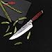KBK Kitchen Cooking Chef Knife 8 Inch Hammer Finished Blade Full Tang Red Pakka Wood Handle High Carbon Japanese Stainless 58HRC Super Sharp Edged