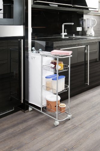 WENKO-12100100-Sammelwagen-Slim-3-Etagen-abnehmbarer-Sack-Fassungsvermgen-28-L-pulverbeschichtetes-Metall-20-x-58-x-80-cm-Grau