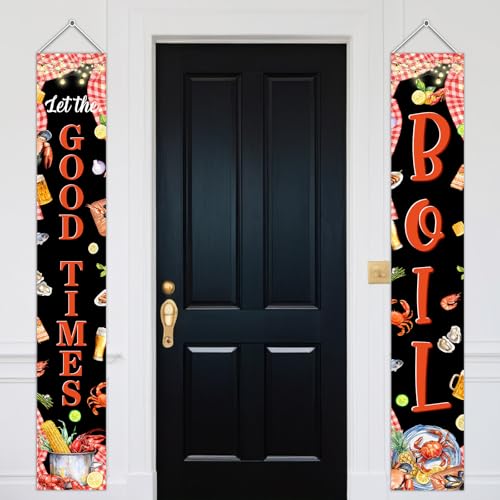 Crawfish Boil Party Decorations Let the Good Times Boil Party Door Banner for Seafood Lobster Family Party Banner Lobster Crawfish Shrimp Crab Fish Seafood Boil Birthday Party Supplies at Amazon
