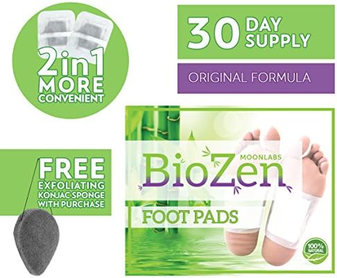 Detox Foot Pads (30 Day Supply)| Remove TOXINS | Sleep Better| Pain Relief | Relieve Stress | Healthy Living | Overall Well Being | FDA Certified | **Comes with Free EXFOLIATING KONJAC Sponge!!