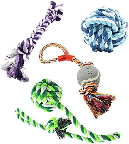 Hupla Assorted Dog Rope Chew Toy 4-Pack for Puppies and Adults of all Ages, Perfect for Playtime and as a Dental Teaser for Small to Medium Dogs (4 in 1)