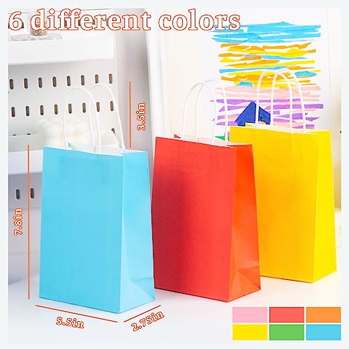 Shindel 36PCS Gift Paper Bags with Handles, Colourful Party Favor Bags for Kids Small Treat Bags for Birthday Wedding Party Celebrations 6 Assorted Colors