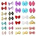 HAOKUN Pony Princess Dog Bows Hair Accessories with Clip Pet Grooming Products Puppy Small Bowknot Handmade Mix Styles Small Middle Hair Bows Topknot 32PCS/16Pairs (3) …