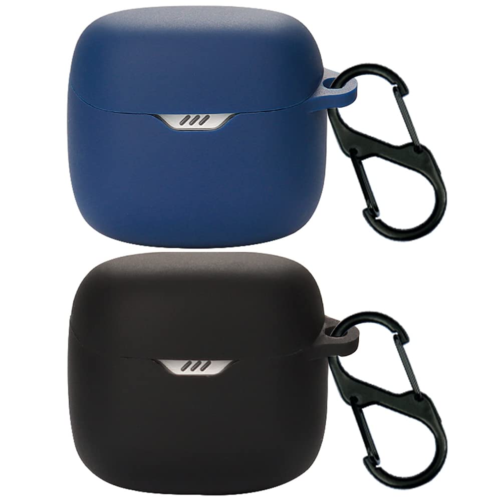 Akancy Compatible for JBL Tune Flex TWS Headphone Case, [Supports Wireless Charging] [Shockproof Protective Case] Silicone Case for Headphones (Black Blue)