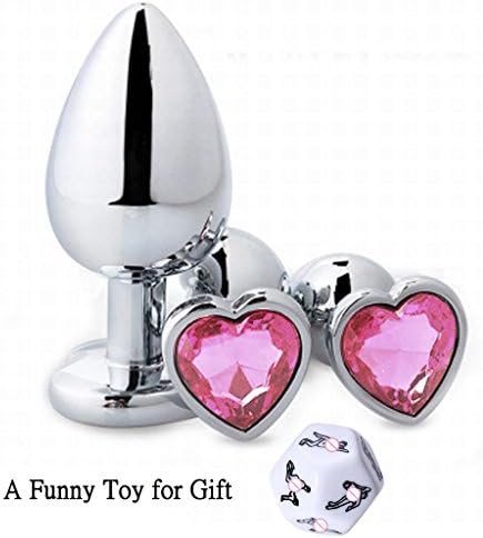 DF7YE 3pcs Stainless Steel Metal A-n-a-l-B-u-t-t-P-l-u-g Diamonds Plated Masturbating for Beginner Advanced User - Pink