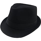 BTREEFLO Unisex Timelessly Classic Black Fedora Hat Short Brim Manhattan Structured Trilby Hat Fedoras Hats for Men Women