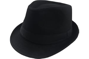 BTREEFLO Unisex Timelessly Classic Black Fedora Hat Short Brim Manhattan Structured Trilby Hat Fedoras Hats for Men Women