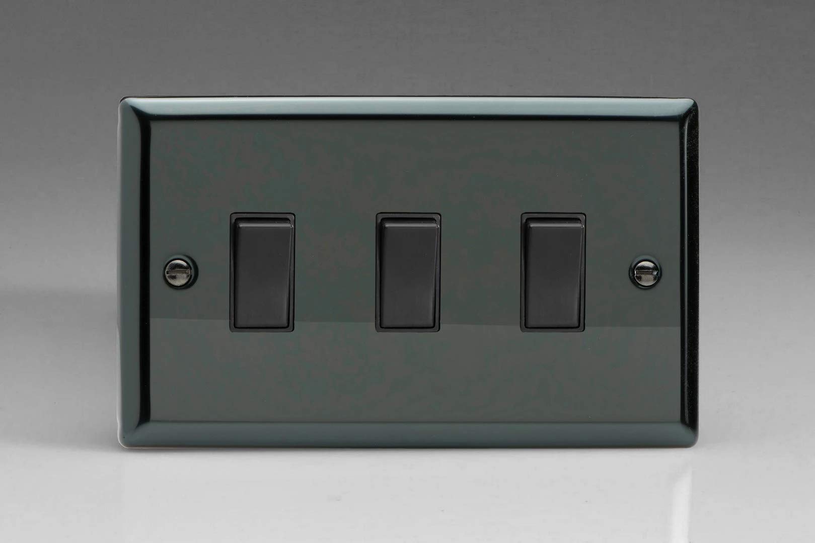 Varilight XI93B Rocker Switches Black 3 Gang Iridium Black