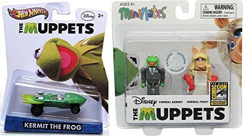 Muppets Minimates Series Exclusive Kermit the Frog Tuxedo + Miss Piggy &amp; Hot Wheels Kermit the Frog Character Entertainment Car Set