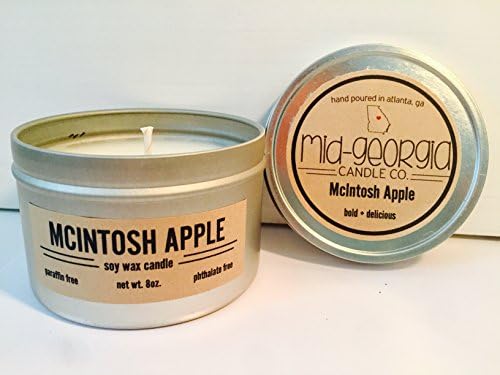 8oz. McIntosh Apple Soy Wax Candle/Highly Scented/Aluminum Tin