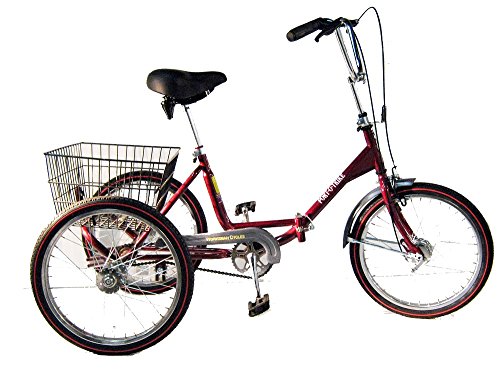 Worksman Port-O-Trike, Single Speed Adult Tricycle, Cranberry