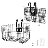 Arltb Lift Off Folding Bike Basket Rust Proof Easy Installation on Front Handlebar & Rear Seat Capacity 44lbs Suitable Folding Bikes Some Mountain Bikes – Black/Silver