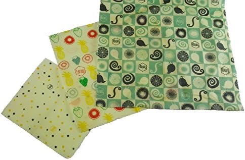 Honeywrap Beeswax Food Wrap | Assorted 3 Pack | REUSABLE - SUSTAINABLE - ECO FRIENDLY | Made with 100% Organic Cotton and ALL NATURAL INGREDIENTS!