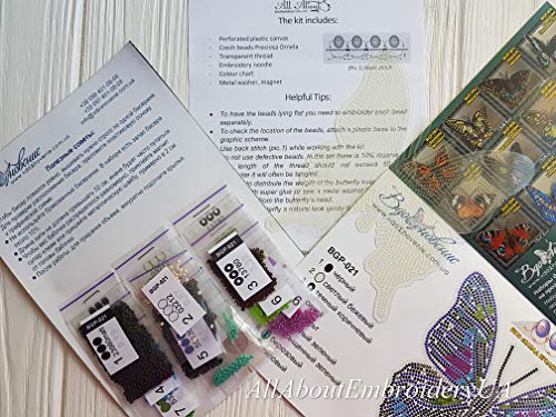 image for AllAboutEmbroideryUA Butterfly Bead Embroidery kit Counted Beaded Cros