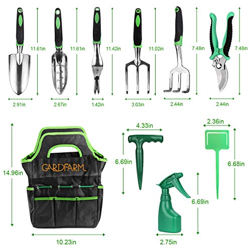 PADRAM Garden Tool Set 12 Piece Heavy Duty Garden Tool Kit for Planting Aluminum Outdoor Garden Hand Tool with Garden Tote Bag Weeder and Hand Trowel Gardening Tools Set Gift for Women Men