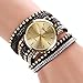Sannysis Suppion New Women Crystal Rivet Bracelet Quartz Braided Winding Wrap Wrist Watch