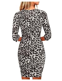 Vestido de mujer floral con cuello redondo, manga 3 4, mini vestido de lápiz