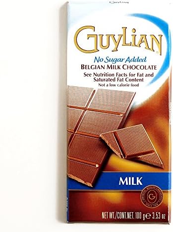 Guylian No Sugar Added Milk Chocolate Bar 3.53 oz each (5 Items Per Order)
