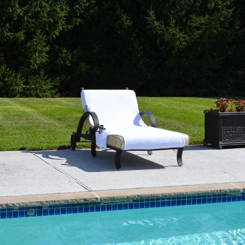 Linum Home Textiles CL00-SWP Standard Size Chaise Lounge Cover with Side Pockets-White, 102" L x 32" W