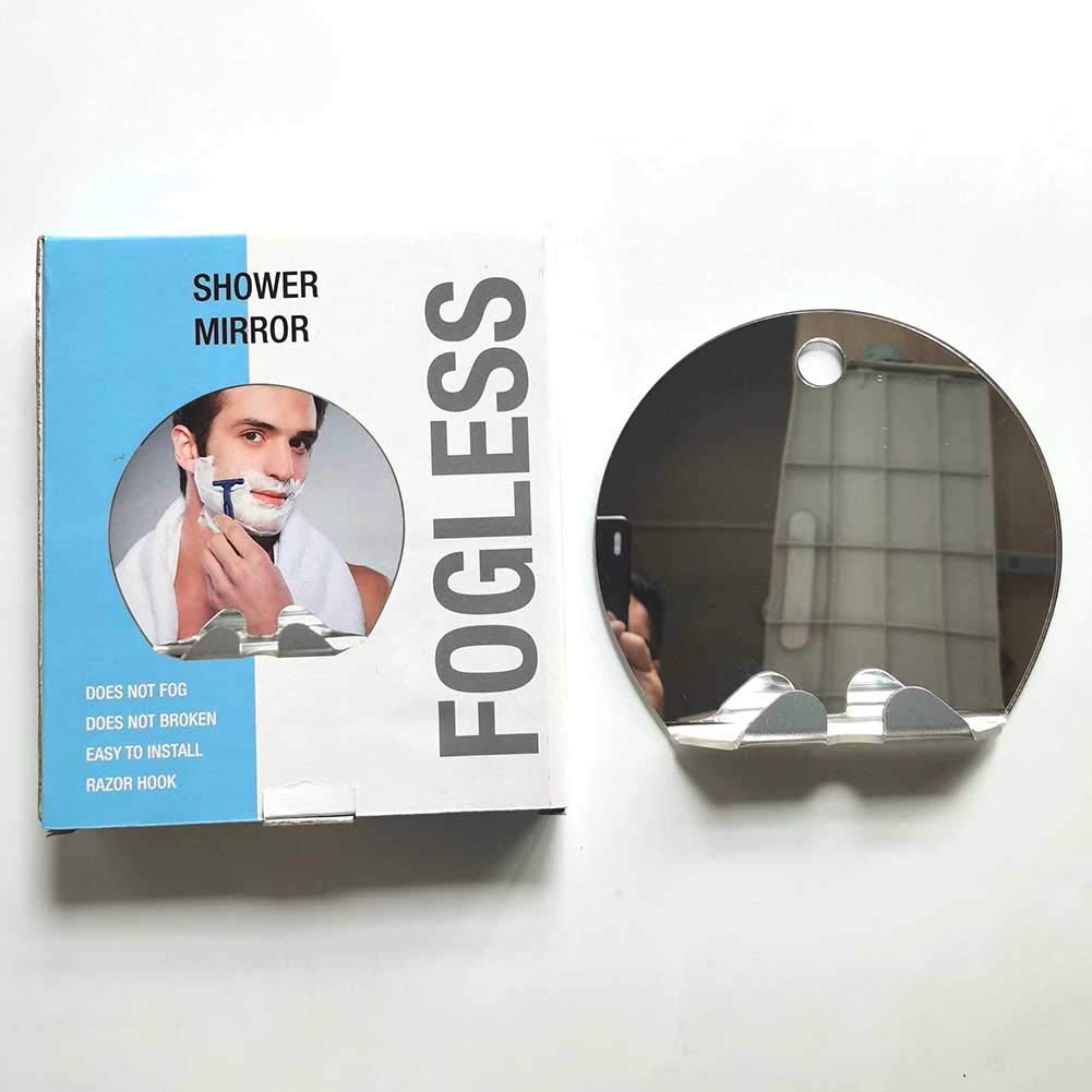 Direct Suction Shower Shaving Mirror with Razor Holder Round Portable Unbreakable Anti-fog Shower Mirror for Bathroom or Shower : Beauty